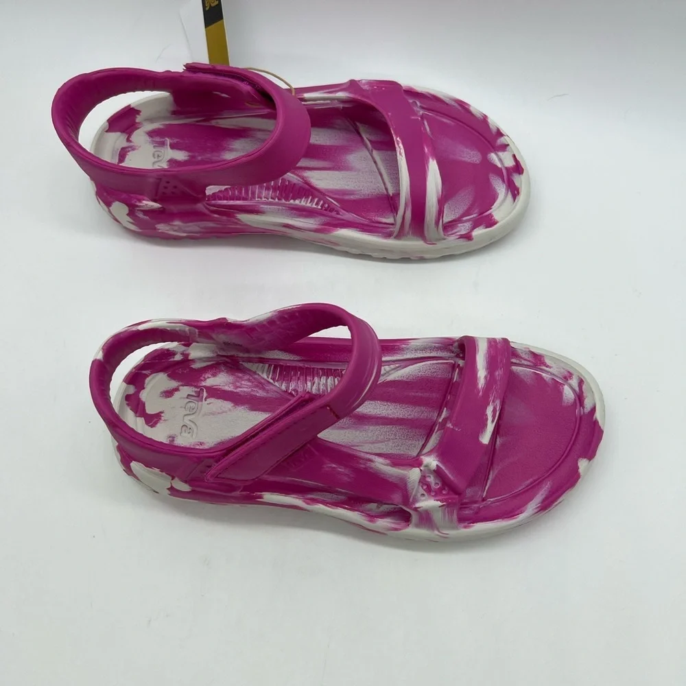 Teva Kids Pink and White Swirl Sandals With Velcro Strap Size Big Kid 3 NWT